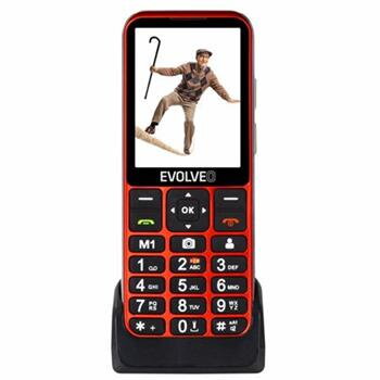 EVOLVEO EasyPhone LT, mobilní telefon pro seniory s nabíjecím stojánkem (červená barva)