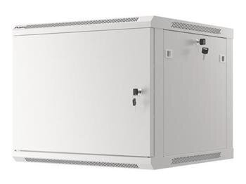 LANBERG Nástěnná jednodílná skříň 19", 9U/600x600 FOR SELF-ASSEMBLY plechové dveře šedá (RAL7035)   (v rozloženém stavu)