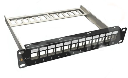 Solarix 10" modulární neosazený patch panel Solarix 12 portů 1U SX12M-0-STP-BK-UNI-N-10