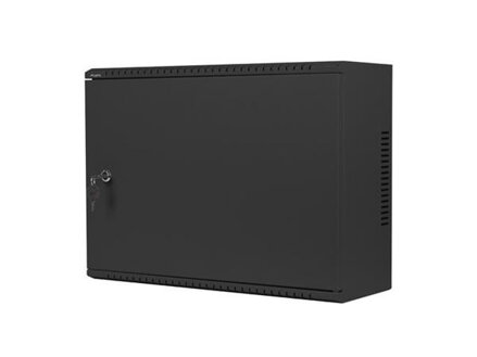 LANBERG Nástěnná jednodílná skříň 19", 4U+3U/540x200, (dodávané složené), nízkoprofilová, plné dveře, černá (RAL9004)