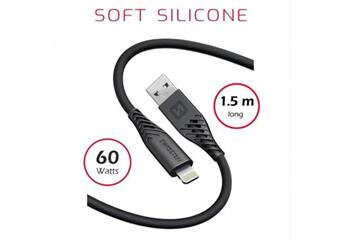 SWISSTEN DATOVÝ KABEL SOFT SILICONE USB / LIGHTNING 1,5 M 60W ČERNÝ