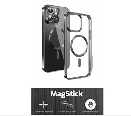 SWISSTEN POUZDRO CLEAR JELLY MagStick METALLIC PRO IPHONE 13 ČERNÉ