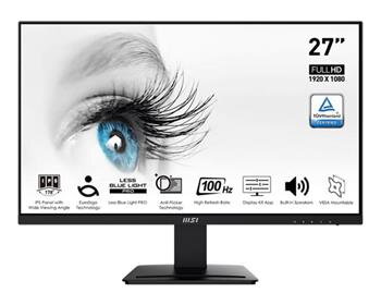 MSI monitor PRO MP273A, 27" IPS/1920 x 1080 (FHD)/100Hz/1ms/DP/HDMI/D-Sub/černá