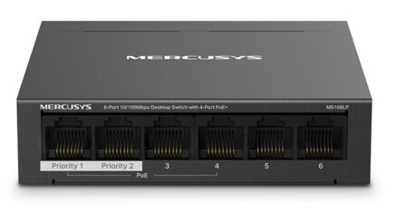 MERCUSYS MS106LP - 6portový stolní switch 10/100 Mb/s se 4 porty PoE+