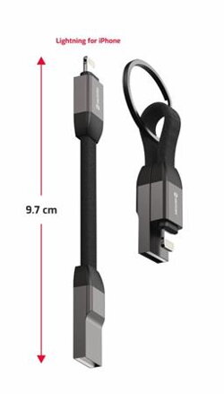SWISSTEN MAGNETICKÝ KEYCHAIN KABEL USB-A  / LIGHTNING 9,7 CM