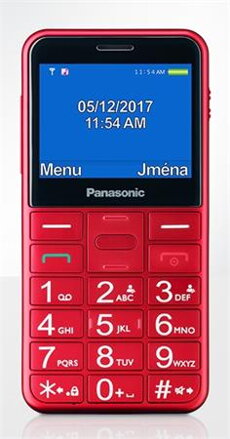 Panasonic KX-TU155EXRN mobilní telefon pro seniory -barevný displej 2,3", fotoaparát, microSD/microSDHC, USB, červený