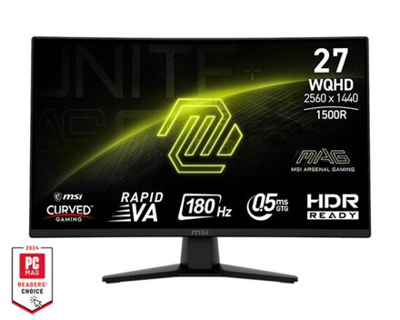 MSI Gaming monitor MAG 274CQF, 27" Rapid VA zakřivený/2560x1440 WQHD/180Hz/0,5ms/2xHDMI/DP/černá