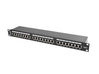 LANBERG PATCH PANEL 24 PORTŮ 1U 19" CAT.6 FTP STÍNĚNÝ ČERNÝ
