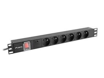 LANBERG NAPÁJECÍ DISTRIBUČNÍ JEDNOTKA (PDU) 19"  1U 16A 6X FRANCOUZSKÉ ZÁSUVKY 2M ČERNÁ