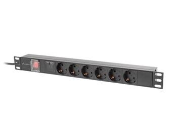 LANBERG NAPÁJECÍ DISTRIBUČNÍ JEDNOTKA (PDU) 19"  1U 16A 2M 6X SCHUKO ZÁSUVKY ČERNÁ