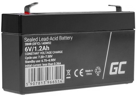 Green Cell AGM VRLA 6V 1.2Ah maintenance-free battery for the alarm system, cash register, toys