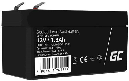 Green Cell AGM VRLA 12V 1.3Ah maintenance-free battery for the alarm system, cash register, toys