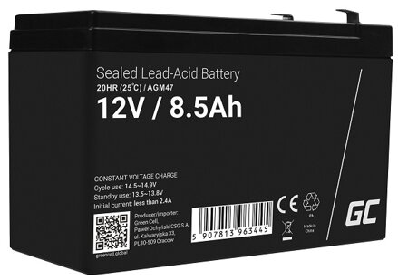 Green Cell AGM VRLA 12V 8.5Ah maintenance-free battery for the alarm system, cash register, toys