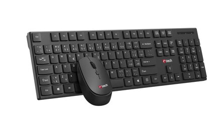C-TECH WLKMC-03, bezdrátový set klávesnice s myší,nízký zdvih,USB, CZ/SK,černá