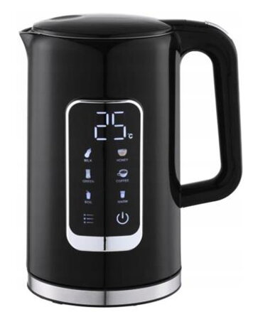 PLATINET RYCHLOVARNÁ KONVICE LCD 1,7L 5 TEPLOT + 450 ML CESTOVNÍ HRNEK, ČERNÁ