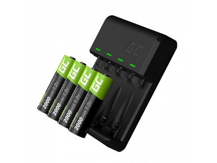 Green Cell Sada nabíječky VitalCharger a 4x dobíjecí baterie AA 2000mAh Ni-MH