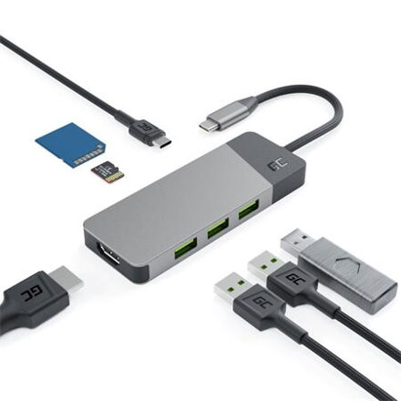 Green Cell Adapter HUB Connect 7in1 (3xUSB-A 3.1 HDMI 4K 60Hz USB-C PD 85W) for Apple MacBook,Lenovo,Asus,Dell