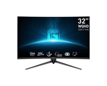 MSI Gaming monitor G32CQ5P, 31,5" zakřivený/2560x1440 (WQHD)/170Hz/1ms/DP/2XHDMI/Výšk. nastavitelný/černá