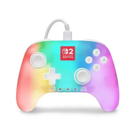 PowerA Kabelový ovladač pro Nintendo Switch 2 - svítící, bílý