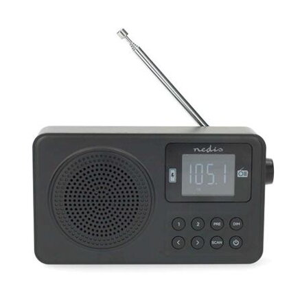 Nedis RDFM2225BK - FM Rádio | 2 W | Napájení Accu / Napájení z USB | Digitální | 2 W | Velikost obrazovky: 1.77 "