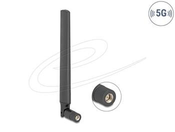 Delock 5G 3,4 - 5,0 GHz anténa SMA samec 4,7 dBi všesměrová s nakloněným kloubem černá