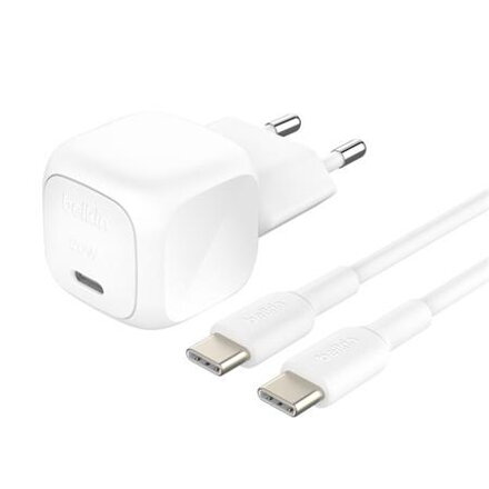 Belkin BOOST CHARGE™ 20W USB-C Power Delivery PPS nástěnná nabíječka + 1m USB-C na USB-C kabel, bílá
