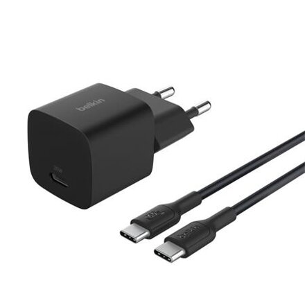 Belkin BOOST CHARGE™ 25W USB-C Power Delivery PPS nástěnná nabíječka + 1m USB-C na USB-C kabel, černá