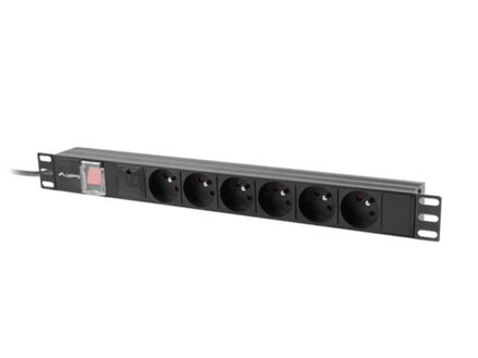 LANBERG NAPÁJECÍ DISTRIBUČNÍ JEDNOTKA (PDU) 19" 1U 10A 2M 6X FRANCOUZSKÉ ZÁSUVKY ČERNÁ C14