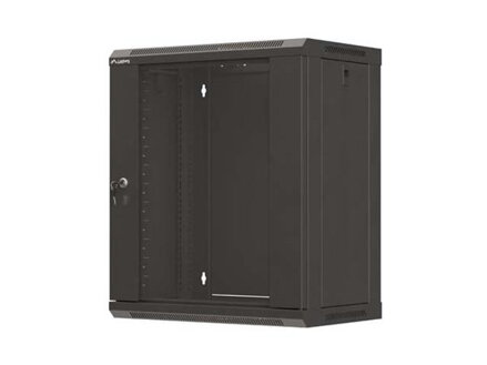 LANBERG 19" RACKOVÁ SKŘÍŇ PRO MONTÁŽ NA STĚNU 12U/540X350 (PLOCHÉ BALENÍ) S PROSKLENÝMI DVEŘMI ČERNÁ
