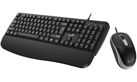 Genius KM-123 Set klávesnice a myši, drátový, CZ+SK layout, opěrka dlaně, 1200 DPI, Copilot, USB, černý