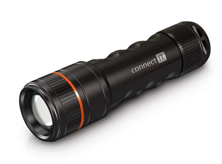 CONNECT IT GLEAM 500 LED ruční svítilna 4x AAA, 500 lm, hliníková, voděodolná, černá