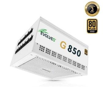 EVOLVEO G850 zdroj 850W, 80+ GOLD, ATX 3.1, PCIe 5.1, aPFC, 140mm ventilátor, modulární, záruka 3 roky, bílý