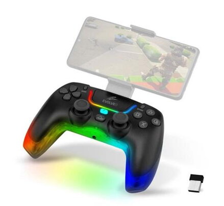 EVOLVEO Ptero2, bezdrátový & drátový gamepad pro PC, PS3/4/5, iOS, Android, Switch, černý