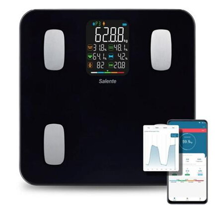 Salente MaxFit, chytrá osobní diagnostická fitness váha, Bluetooth, černá