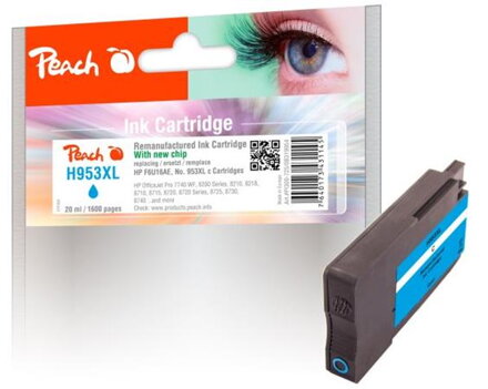 PEACH kompatibilní cartridge HP No. 953XL, azurová, F6U16AE, 20ml