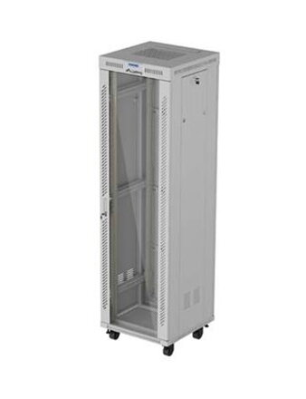 LANBERG Volně stojící skříň 19" 42U/600x600 (v rozloženém stavu) síťované dveře LCD černá (RAL9004)