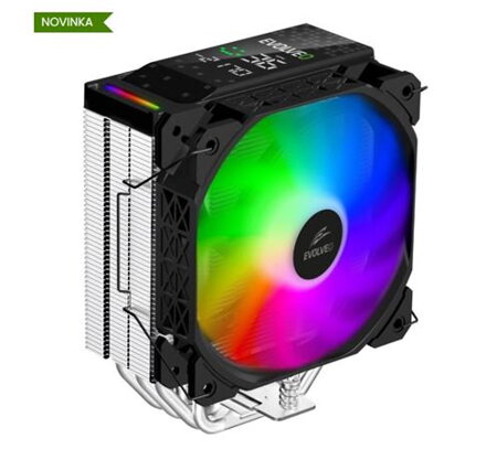 EVOLVEO QuietCool7, CPU chladič s digitálním displejem, 6x heatpipe, černý