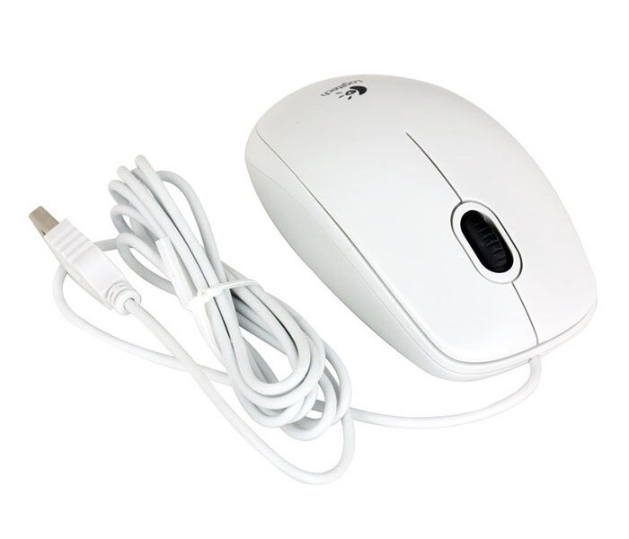 Logitech myš B100/ Drôtová/ Optická/ 800dpi/ USB/ biela