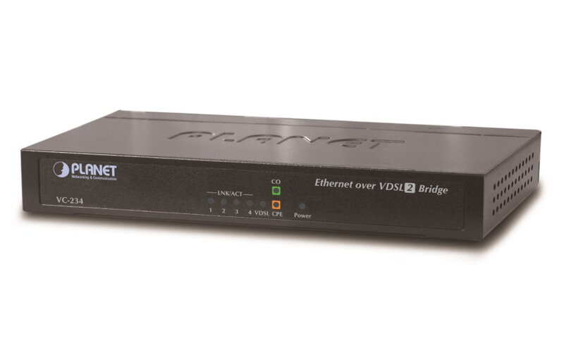 PLANET VC-234 Ethernet po VDSL bridge, 4x 10/100/1000 RJ45 na pár VDSL / VDSL2, do 1,4km, 30a profil PLANET VC-234 Ethernet po VDSL bridge, 4x 10/100/1000 RJ45 na pár VDSL / VDSL2, do 1,4km, 30a profil