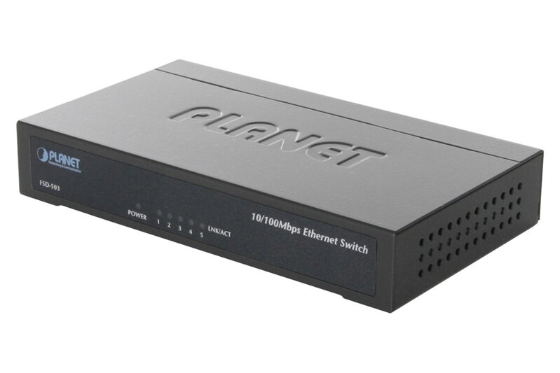 PLANET FSD-503 switch 5x 10/100Base-TX, 10", kov, fanless