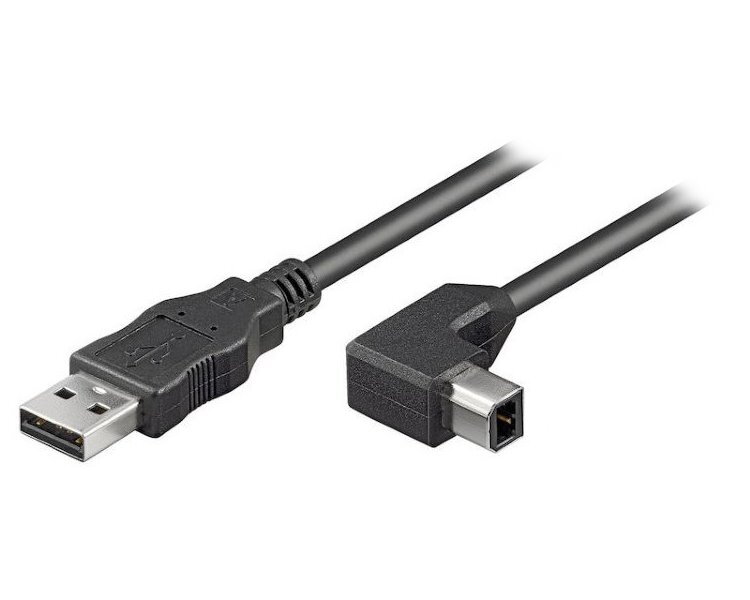 PremiumCord Kabel USB 2.0/ A-B se zahnutým USB-B konektorem 90°/ 2m/ černý PremiumCord Kabel USB 2.0/ A-B se zahnutým USB-B konektorem 90°/ 2m/ černý