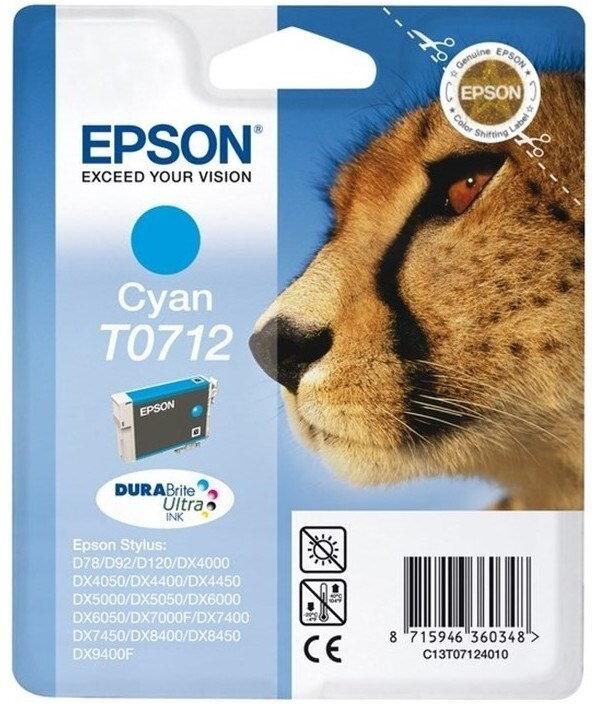 Epson inkoustová náplň/ T0712/ Singlepack DURABrite Ultra Ink/ Modrá Epson inkoustová náplň/ T0712/ Singlepack DURABrite Ultra Ink/ Modrá