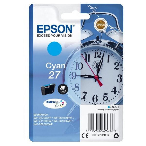 Epson inkoustová náplň/ T2702/ Singlepack 27 DURABrite Ultra Ink/ Modrá Epson inkoustová náplň/ T2702/ Singlepack 27 DURABrite Ultra Ink/ Modrá