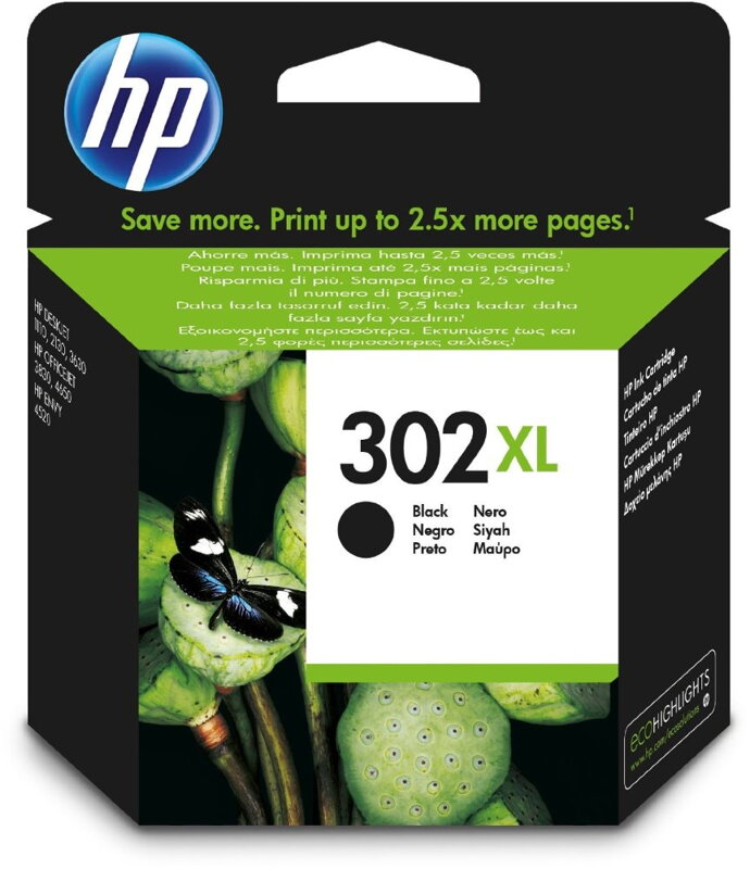 HP inkoustová kazeta 302XL černá F6U68AE originál
