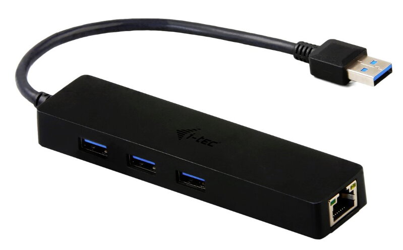 i-tec USB HUB ADVANCE / 3 porty / USB 3.0 / Gigabit Ethernet adaptér (RJ45) / slim / čierny