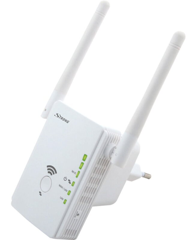 STRONG univerzálny opakovač 300 / Wi-Fi štandard 802.11b / g / n / 300 Mbit / s / 2,4GHz / 2x LAN / biely STRONG univerzálny opakovač 300 / Wi-Fi štandard 802.11b / g / n / 300 Mbit / s / 2,4GHz / 2x LAN / biely