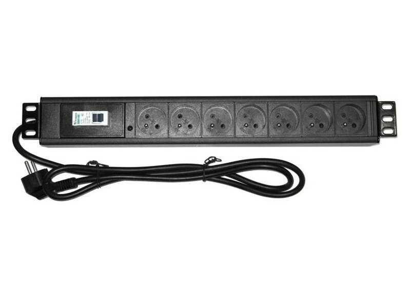 XtendLan 19'' rozvodný panel 7x230V, ČSN, s nadproudovým jističem/vypínačem XtendLan 19'' rozvodný panel 7x230V, ČSN, s nadproudovým jističem/vypínačem