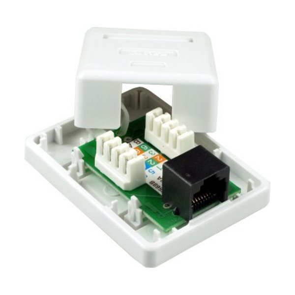 XtendLan Zásuvka 1x RJ-45, Cat5e, nestíněná, na zeď, spodní vývod, narážecí