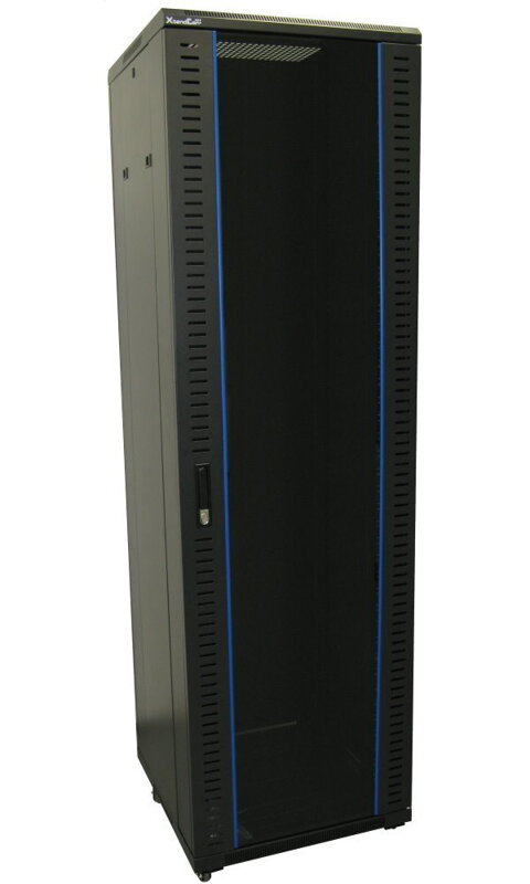 XtendLan 42U/600x800 stojanový, černý, skleněné dveře, plná záda