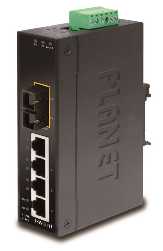 Planet ISW-511TS15, 4x 10 / 100Base-TX + 1x 100FX 15km, SM, DIN, IP30, -40 ~ 75 ° C